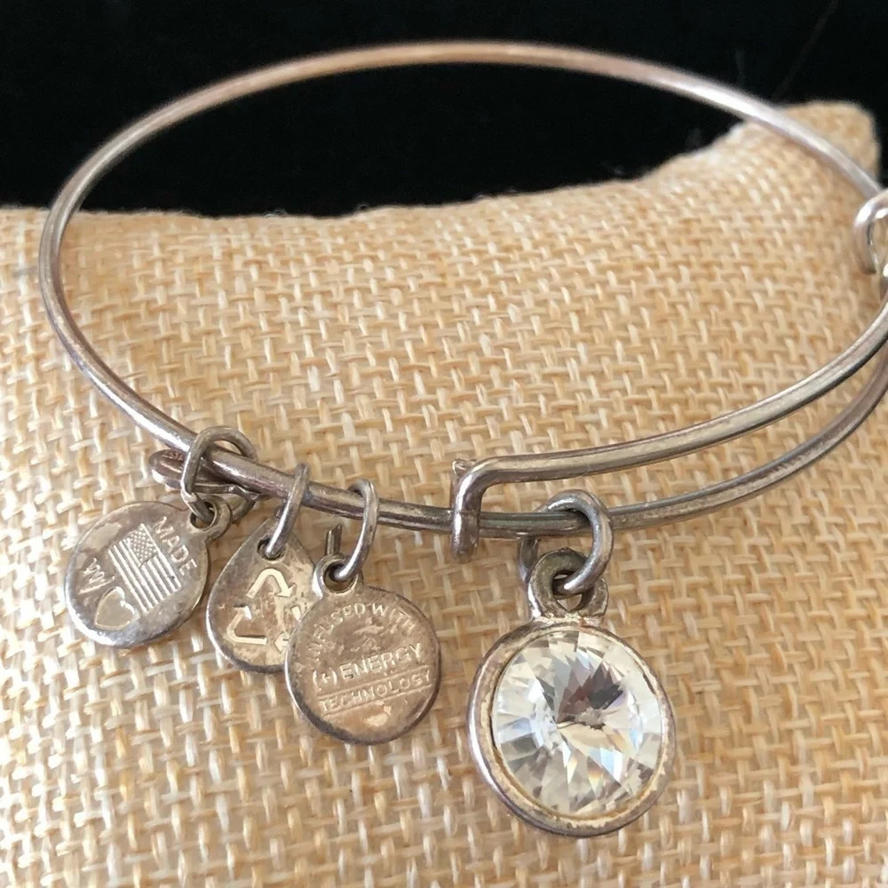 Alex & Ani Silver Tone Clear Crystal Bracelet Fair‎